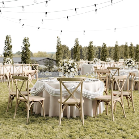 Flash Furniture HERCULES Commercial Light Oak Indoor/Outdoor Wood Look Resin Cross Back Chair, 2PK 2-L-9-M2-LTOAK-GG